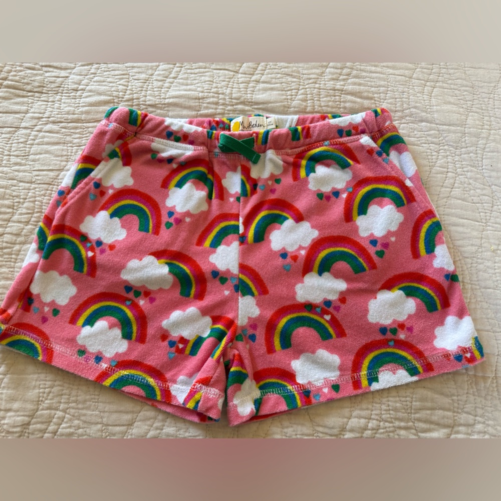 Mini Boden Pink and Rainbow Striped Shorts 🌈